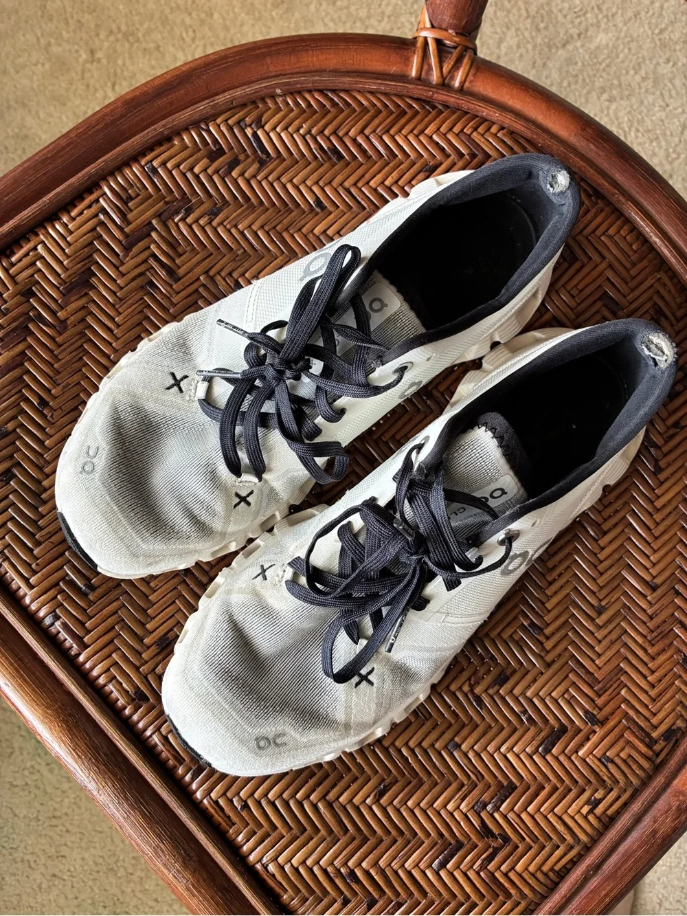 On Cloud White and Black Running Shoes